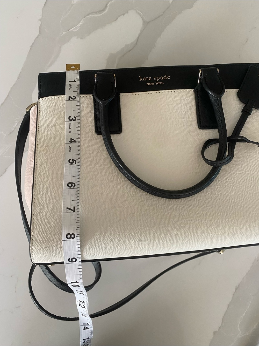 Kate Spade New York Black White Colorblock Medium Satchel Zip Detachable Strap - Picture 10 of 11